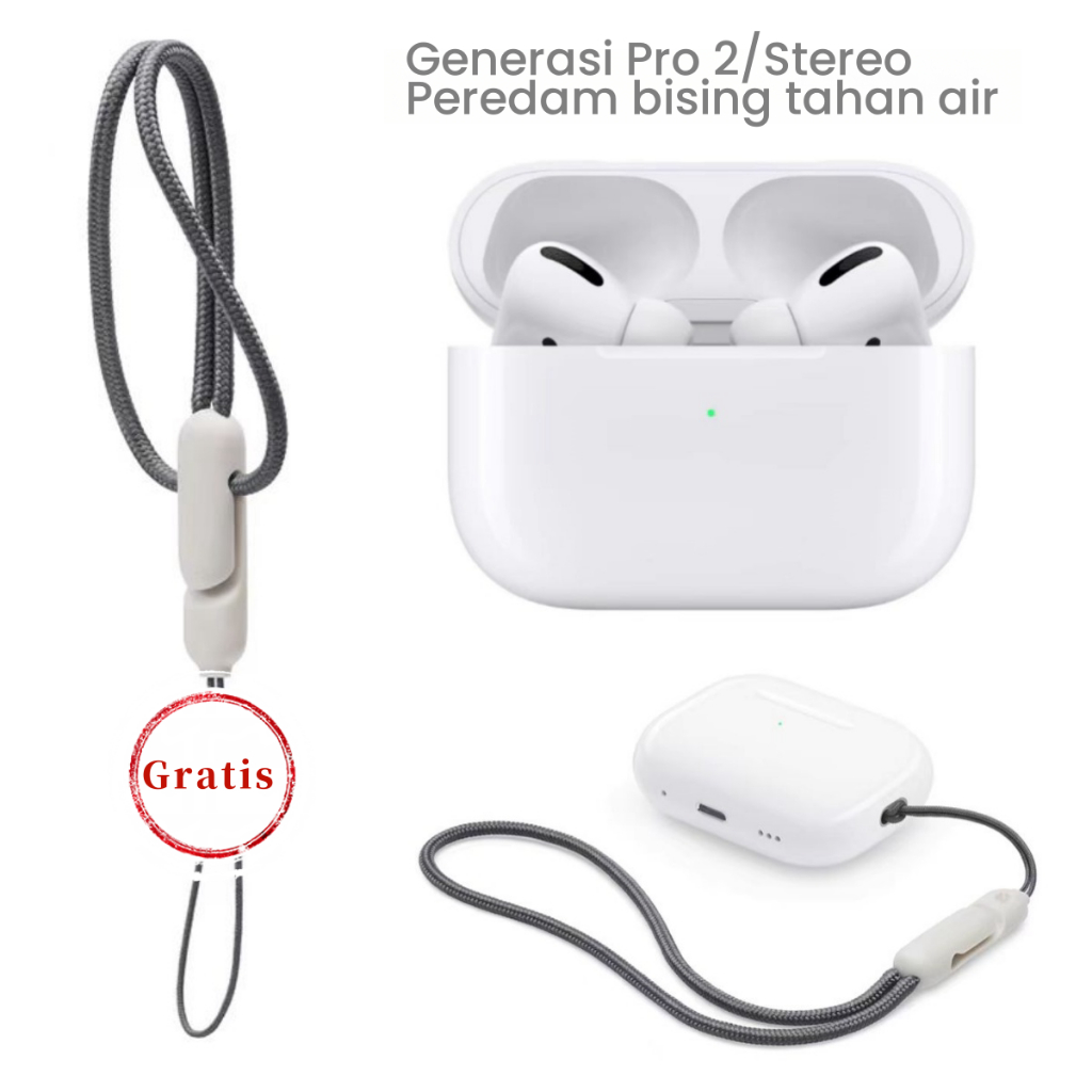 ✅ 100% Asli Pro 2 Headphone (Tali Gratis) Headset Bluetooth Nirkabel Suara Stereo Peredam Bising Per