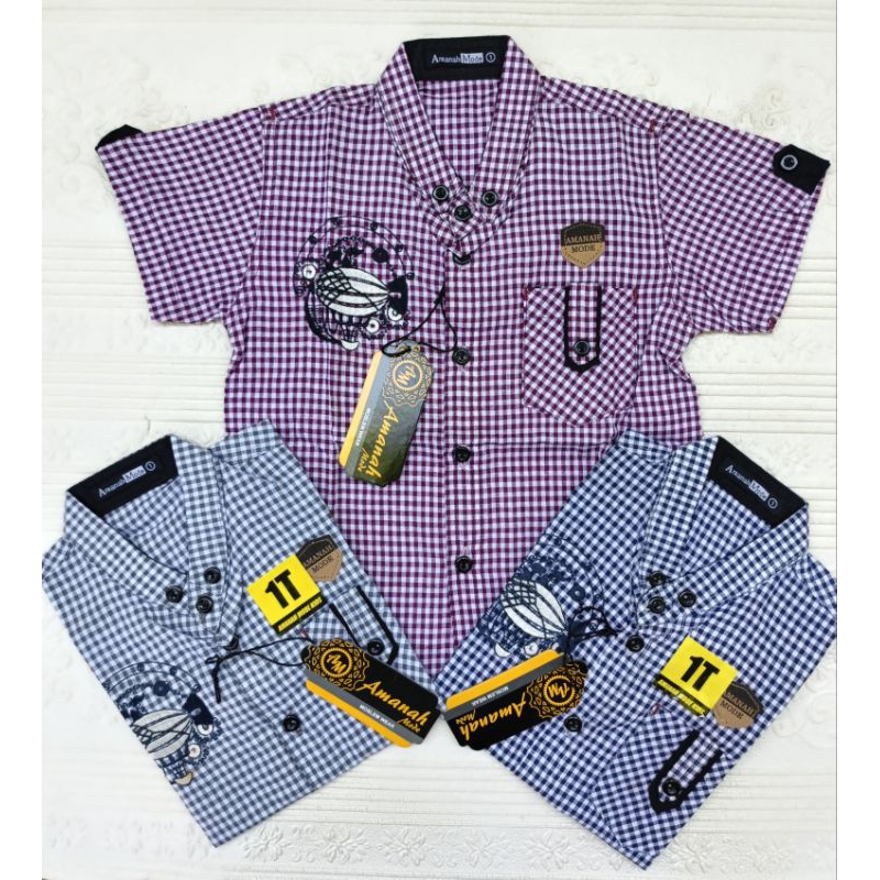 Baju Anak Laki-laki#baju anak muslim laki-laki#kemko lengan pendek#baju anak motif kotak#kemko anak 