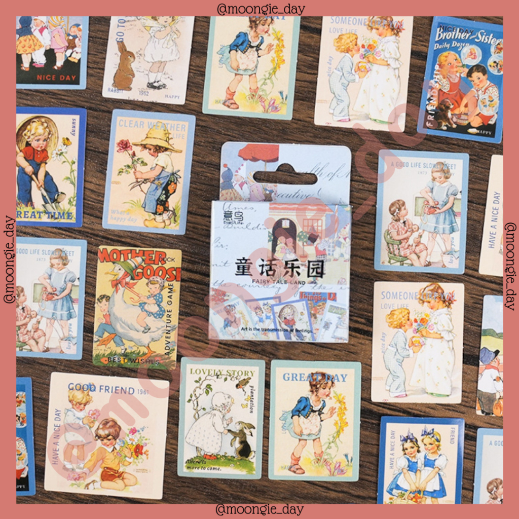 

40-45 PCS/BOX STIKER KERTAS TEMA FAIRYTALE LAND KIDS VINTAGE JADUL ANAK BULLET JURNAL DIY DIARY LUCU MURAH