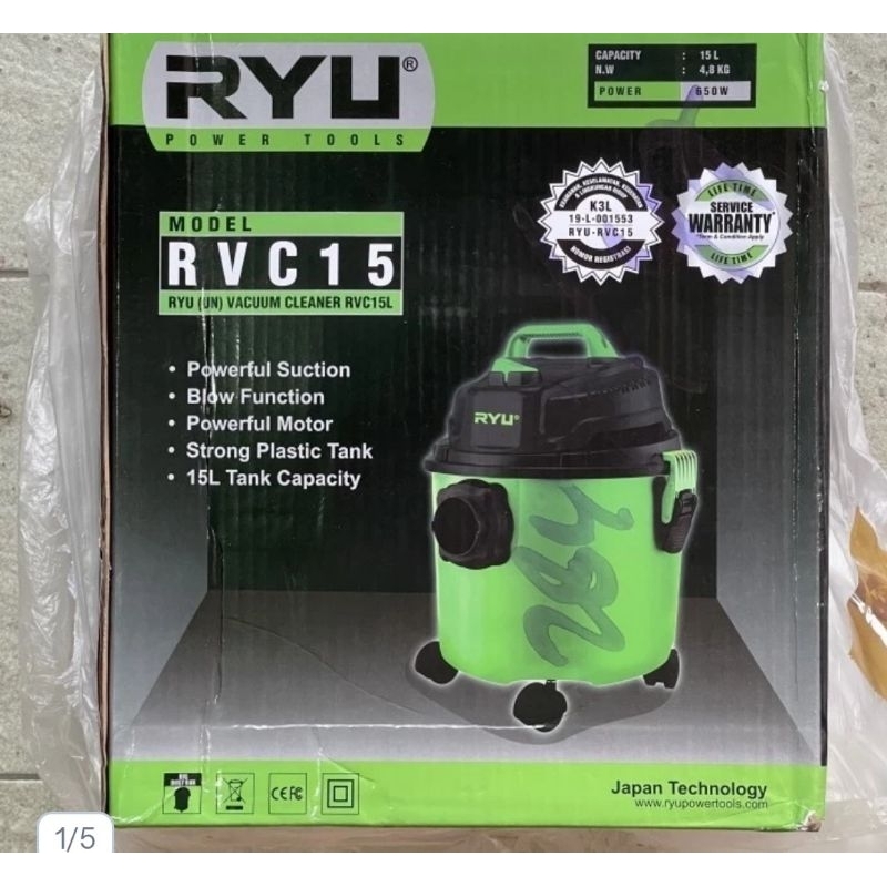 vacum cleaner ryu / vacum penyedot debu ryu / mesin vacum debu RYU 15 liter ( debu kering) RVC 15)