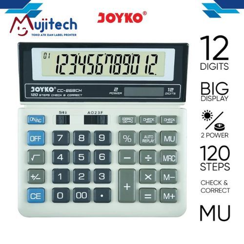 

JOYKO CALCULATOR/KALKULATOR CC-868CH 12 DIGITS CHECK CORRECT AUTO REPLAY