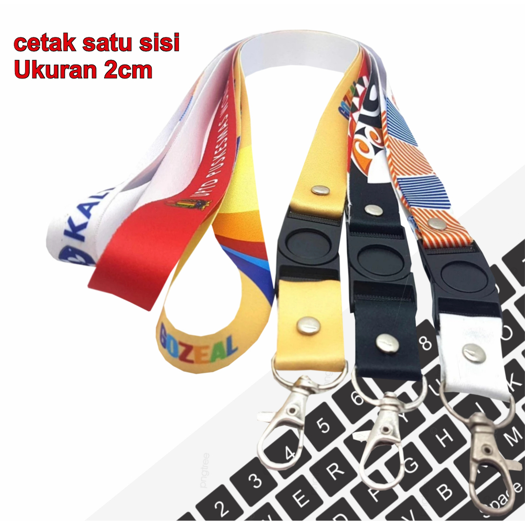

lanyard custom print satu sisi ukuran 2cm printing