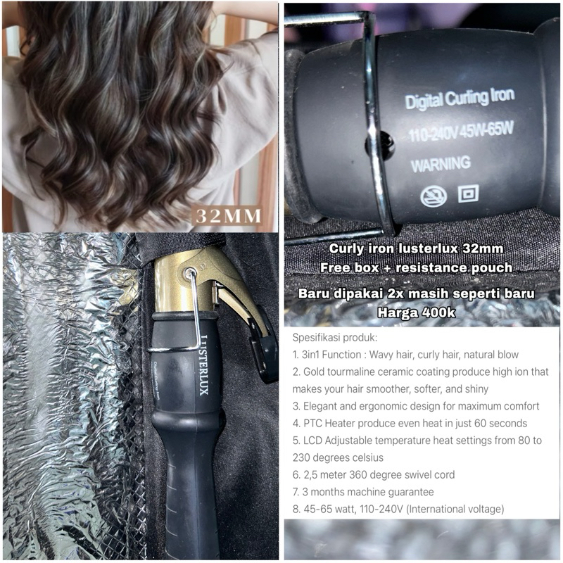 curly lusterlux 32mm iron curly (preloved)