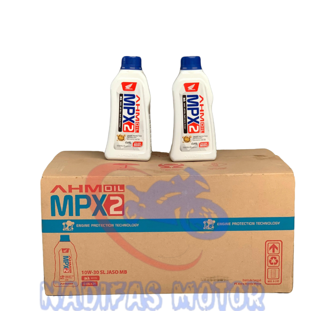 Oli AHM MPX2 650ml / 0,65 L 1 Dus Isi 24 Botol Original 10W-30 Oil Mesin Motor Beat Genio dan Scoopy
