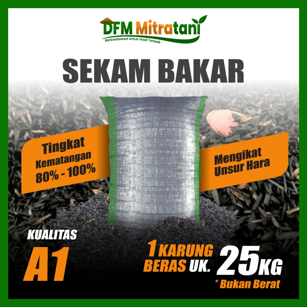 Arang Sekam Bakar 1 Karung - Sekam Bakar Media Tanam Karung 25
