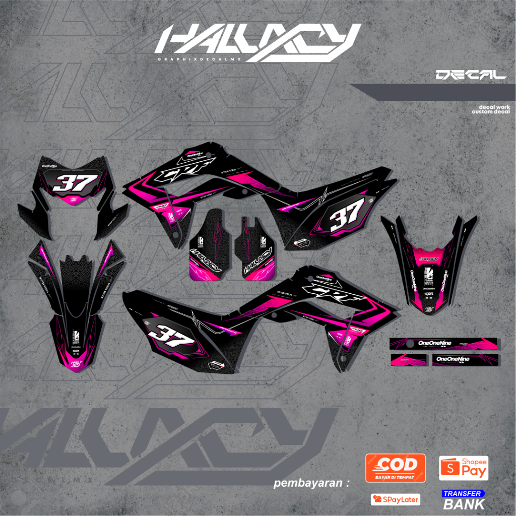 DECAL CRF 150L SUPERMOTO FULL BODY HITAM SUPER GLOSSY DOFF BY haluxcy
