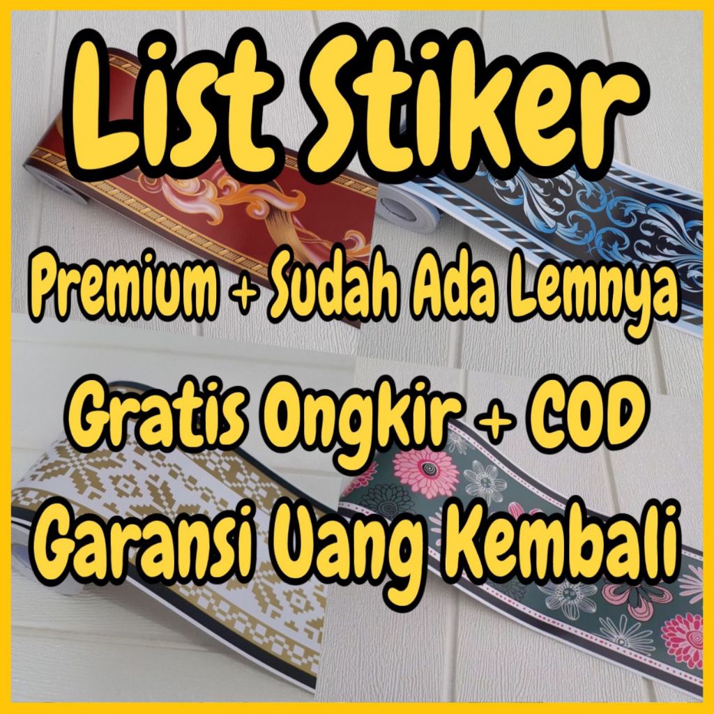 Wallpaper Stiker Border Lis Sticker Wallstiker Motif Bunga Merah Hitam Biru List Border Border Water