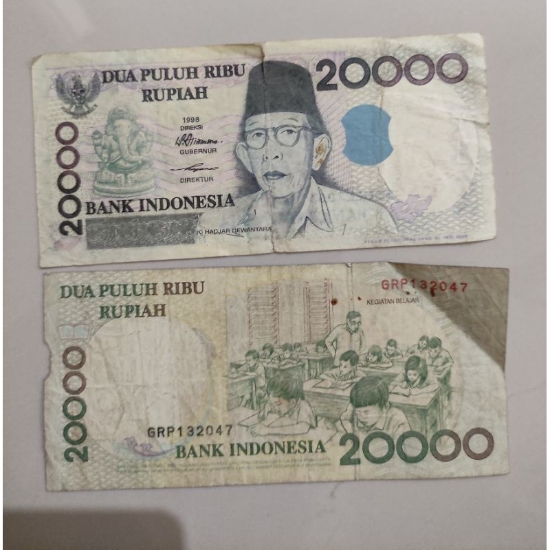uang kuno 20000  rupiah Ki hajar Dewantoro tahun 1999