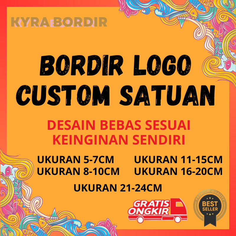 LOGO BORDIR CUSTOM SATUAN DESAIN SENDIRI - LOGO BORDIR KOMPUTER SATUAN REQUEST SENDIRI