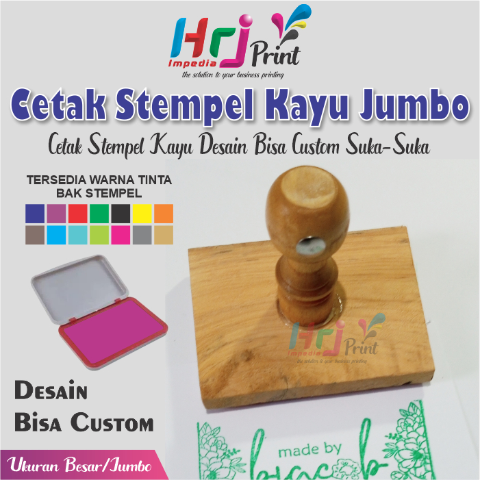 Cetak Stempel Kayu Ukuran Besar | Stempel Kayu Desain Custom Suka-Suka | Stempel Jumbo