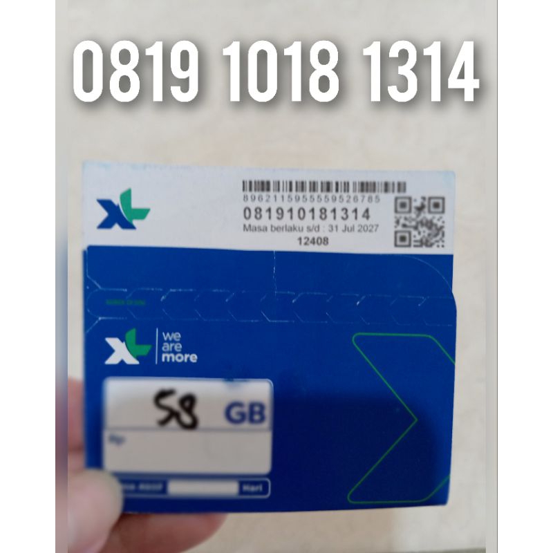 Kartu Perdana XL Axiata 4G 5G 12 Digit Nomor Cantik 0819 1018 1314 Free Kuota Utama 58 GB