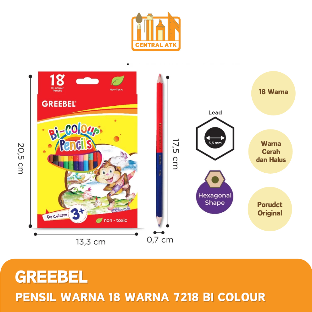 

PENSIL WARNA / COLOR PENCIL GREEBEL 18 WARNA BI COLOUR 7218
