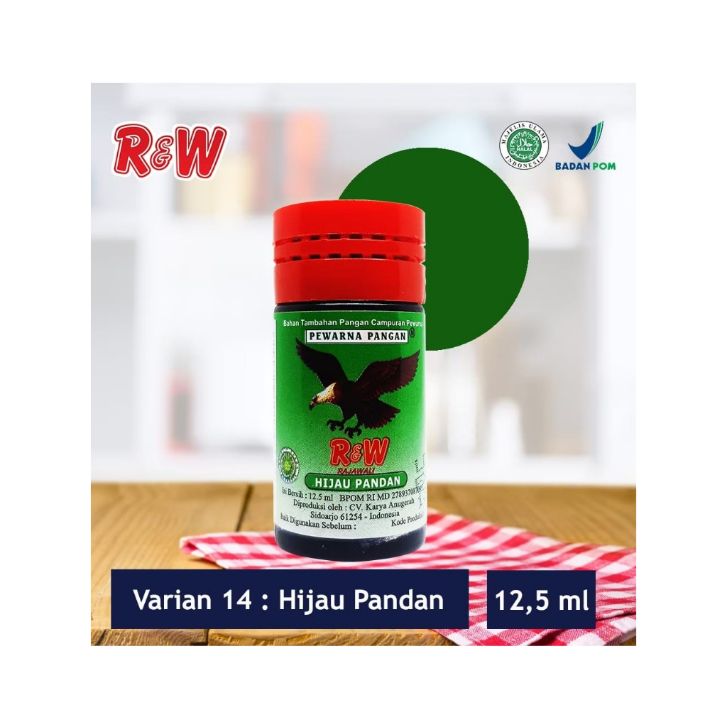 

Pewarna Makanan Rajawali Cair Kecil Hijau Pandan 1 Lusin