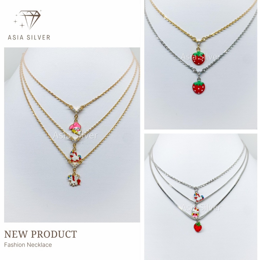 Kalung Anak Karakter Hello Kitty | Melody | Kuda Poni | Strawberry Asli Silver 925 Lapis Rhodium Ema