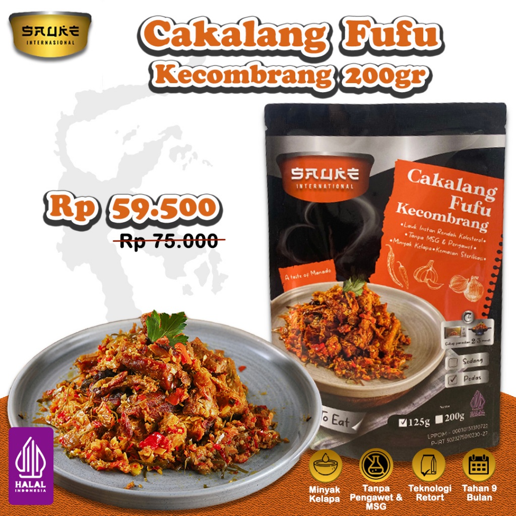 

SAUKE Ikan Cakalang Fufu Kecombrang Lauk Siap Saji Tahan 9 Bulan