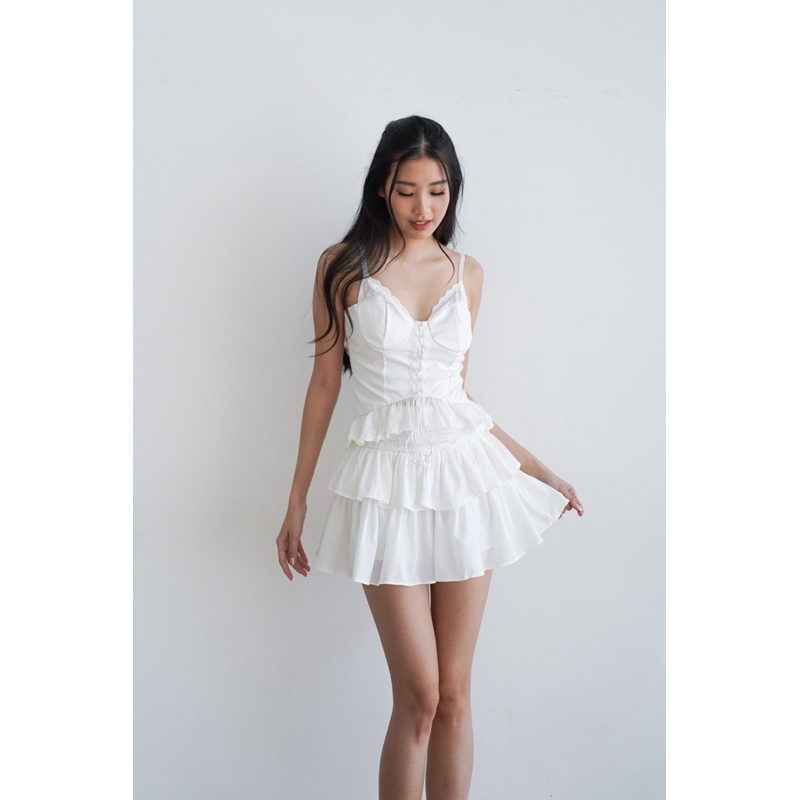 Faye Set / Leather Top / Ruffle Skort