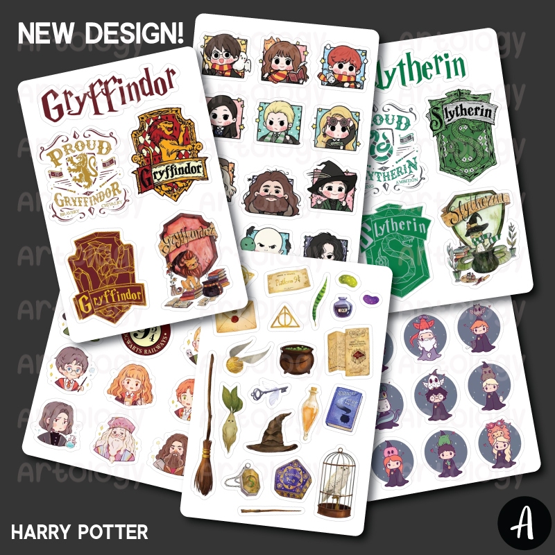 Set Sticker Harry Potter Aesthetic - Setiker Stiker Jurnal DIY Scrapbook Gryffindor Ravenclaw Huffle