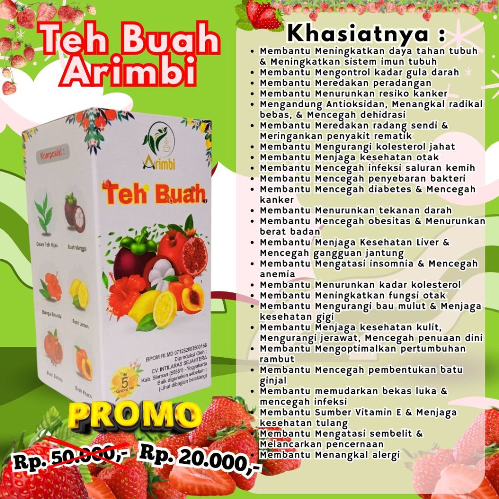 

Teh Buah Arimbi, Teh Arimbi, Teh Buah,Teh Buah Untuk Membantu Menangkal radikal bebas,Teh Buah Untuk Membantu Mencegah obesitas,Teh Buah Untuk Membantu Menjaga Kesehatan Liver,Teh Buah Untuk Membantu Mengatasi insomnia,