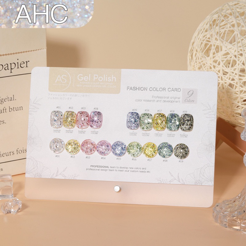 AS NAIL GEL POLISH SET CODE AHC KUTEK GEL POLISH SIZE 15ML ISI 9 WARNA