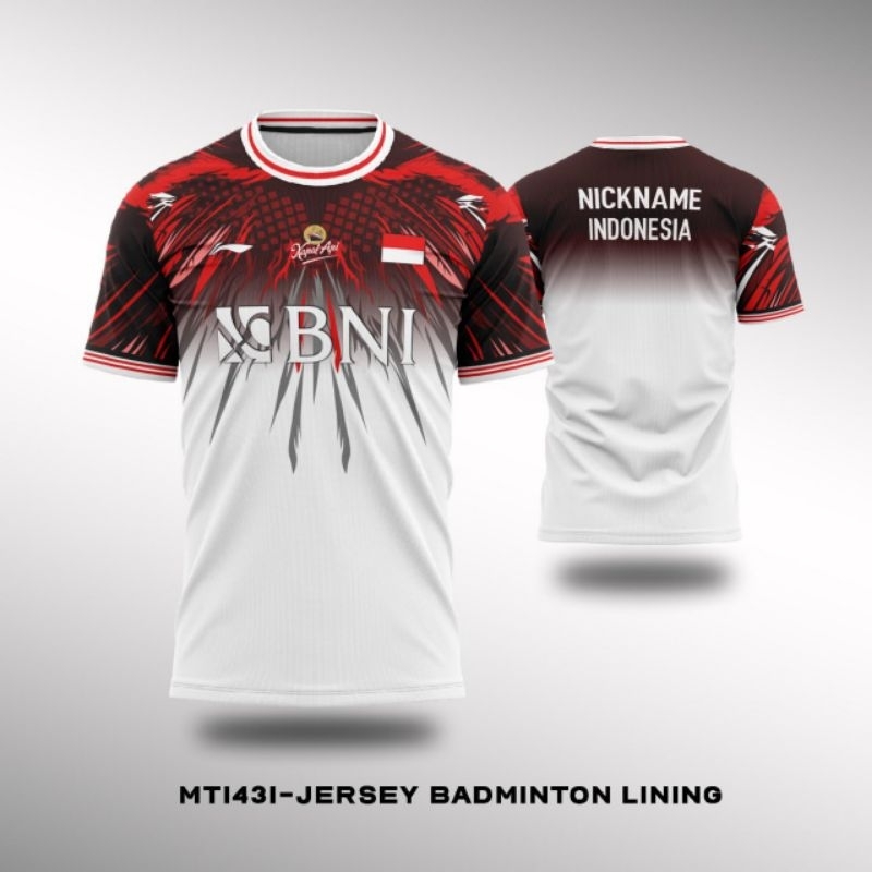 Kaos Jersey Badminton Bulutangkis Custom Indonesia Fullprint MT1430