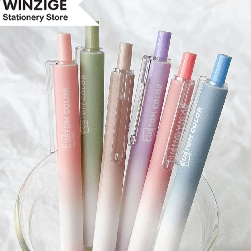 

KI3 Winze 6pcs pulpen gel lucu 5mm pulpen aesthetic retractable gel pens pen mekanik tinta hitam