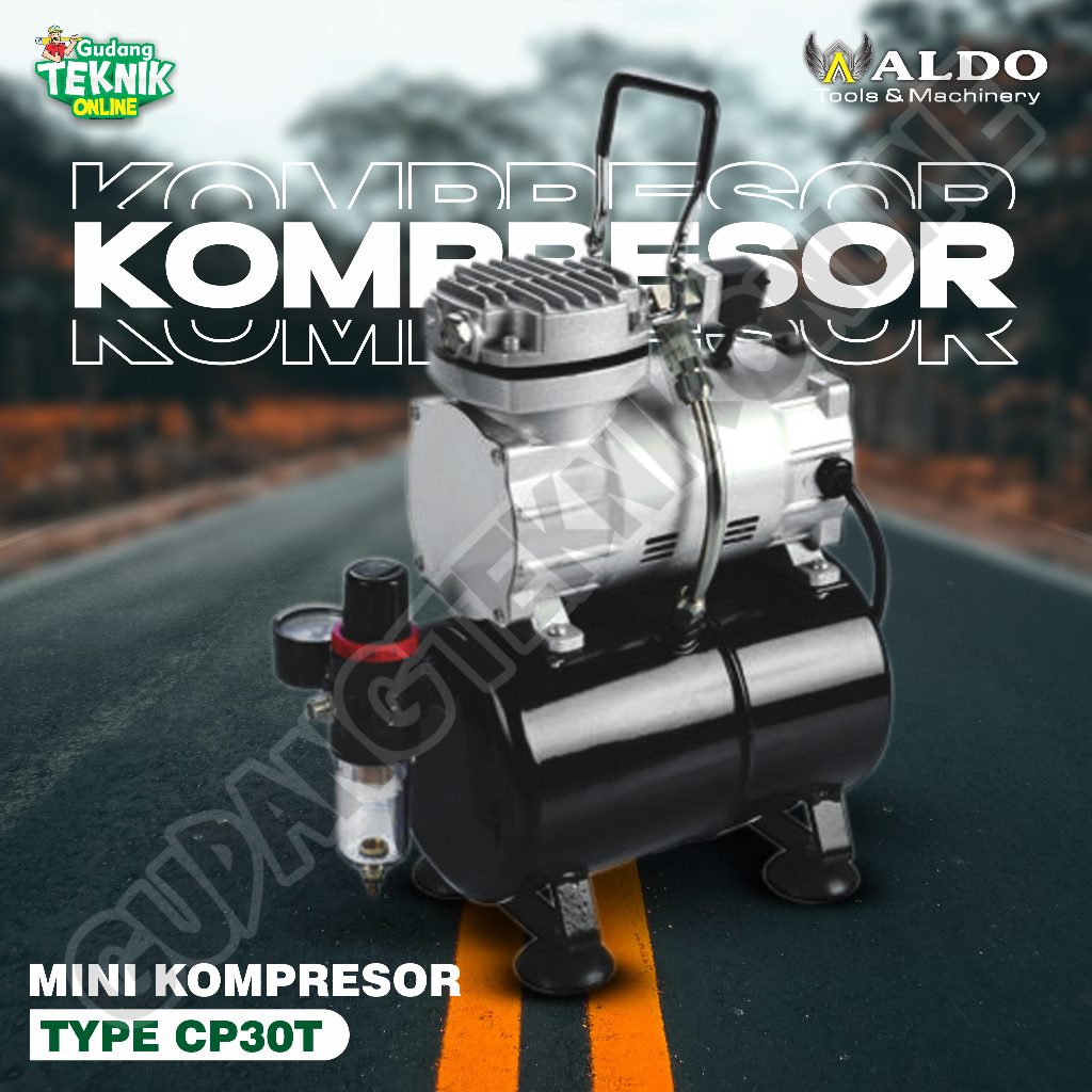 Kompresor Angin Mini Tanpa Oli 1/5 HP ALDO CP30T / Mini Air Compressor For Air Brush 1/5 HP ALDO CP-