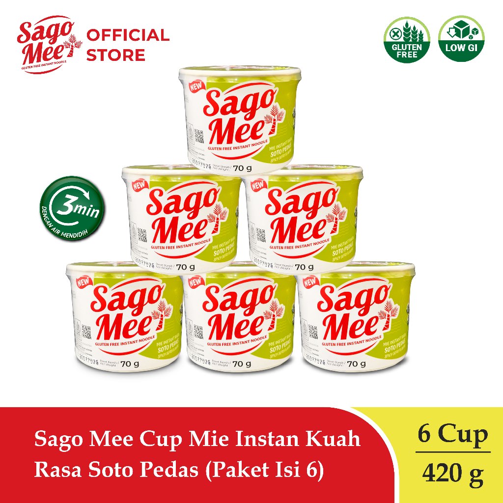 

Sago Mee Cup Mie Instan Kuah Rasa Soto Pedas 70 gram (Paket Isi 6)