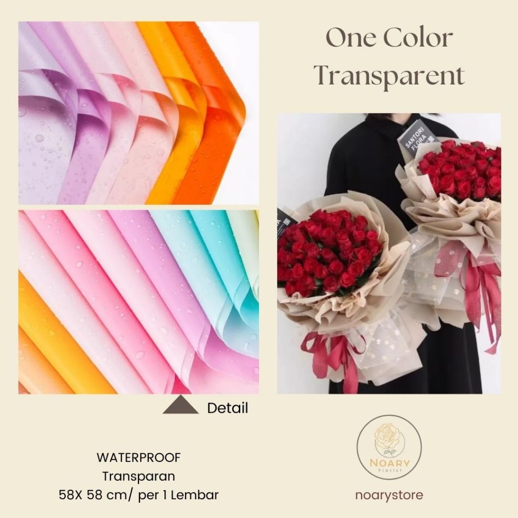 

ONE COLOR TRANSPARANT / Flower Wrapping / Cellophane / Wrap / Kertas Bunga / Kertas Kado / Flower Paper