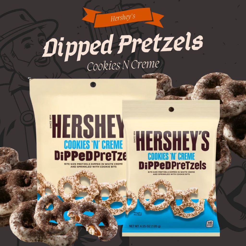 

Hershey's Dipped Pretzels Kue Salut Coklat dan Krim Import 1 Pouch