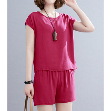 ONE SET BAJU TIDUR LENGAN PENDEK CELANA PENDEK BASIC WARNA POLOS CANTIK PROMO MURAH