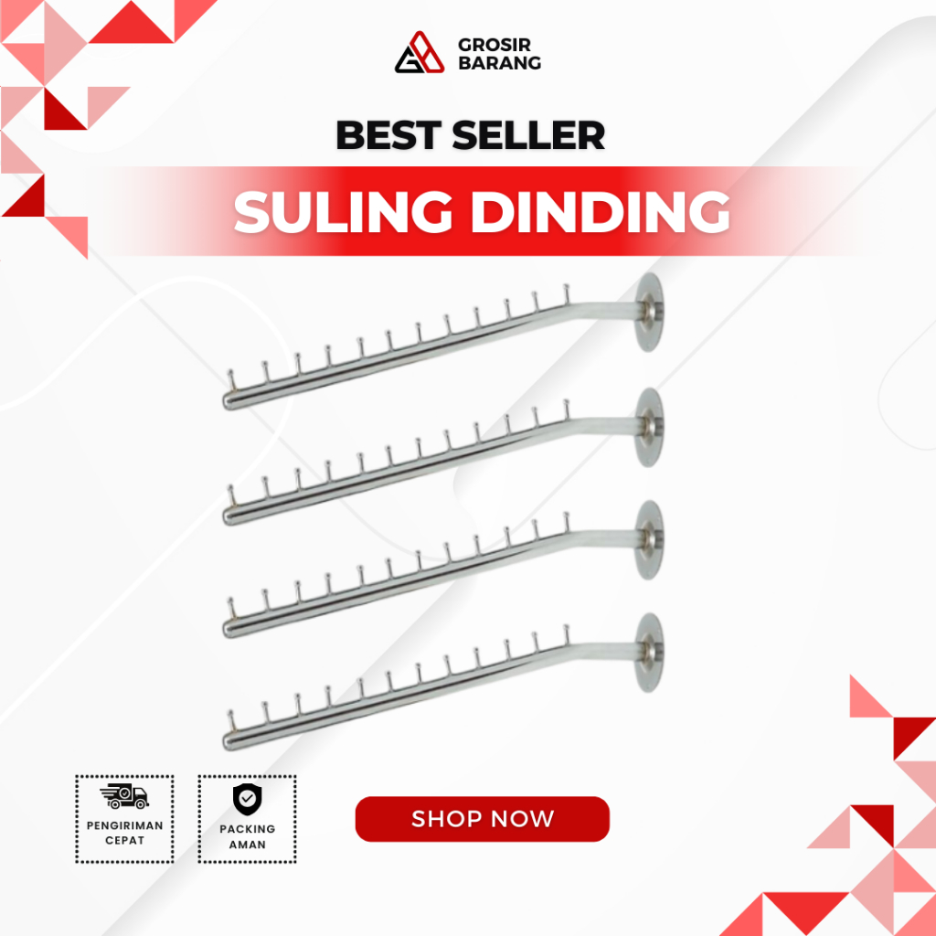 Suling dinding gantungan baju tempel tembok suling panjang 12 mata cantolan