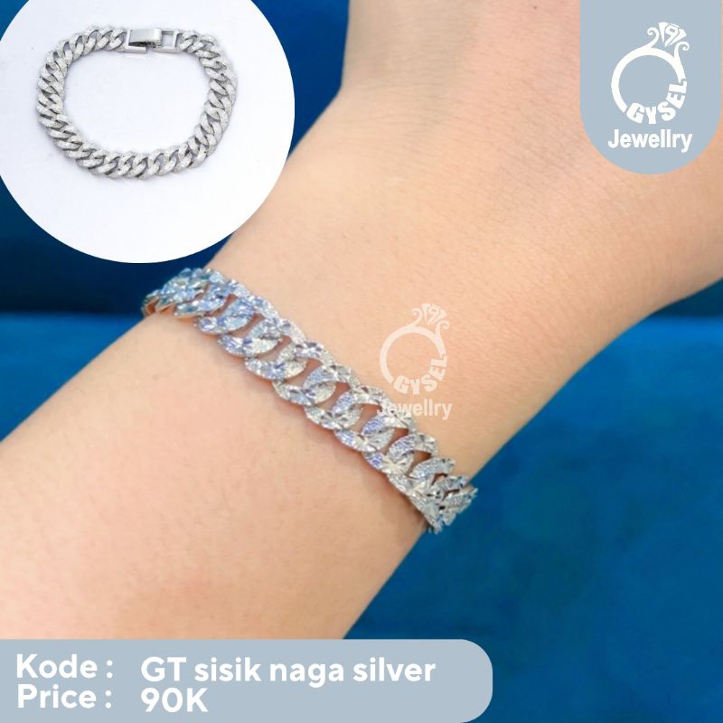 GT Sisik Naga Silver - Gelang Titanium Motif Sisik Naga Silver