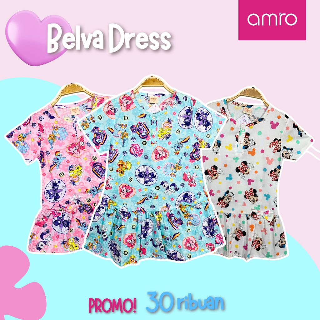 AMRO SLEEPWEAR-BELVA DRESS-BAHAN CVC-DASTER TANGAN ANAK