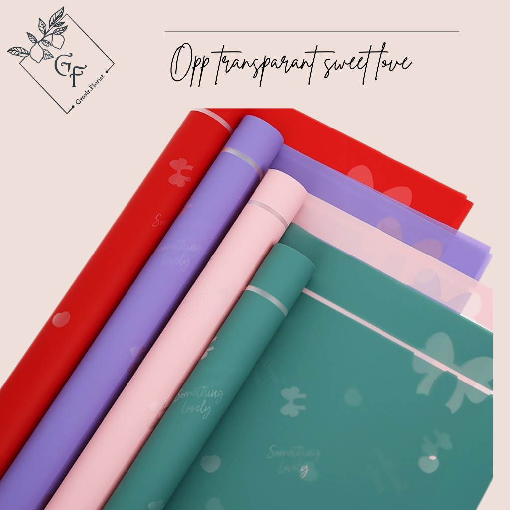 

( ECER )TERLENGKAP OPP TRANSPARANT SWEET LOVE TRANSPARENT CELLOPHANE KERTAS BUNGKUS BUNGA WEDDING