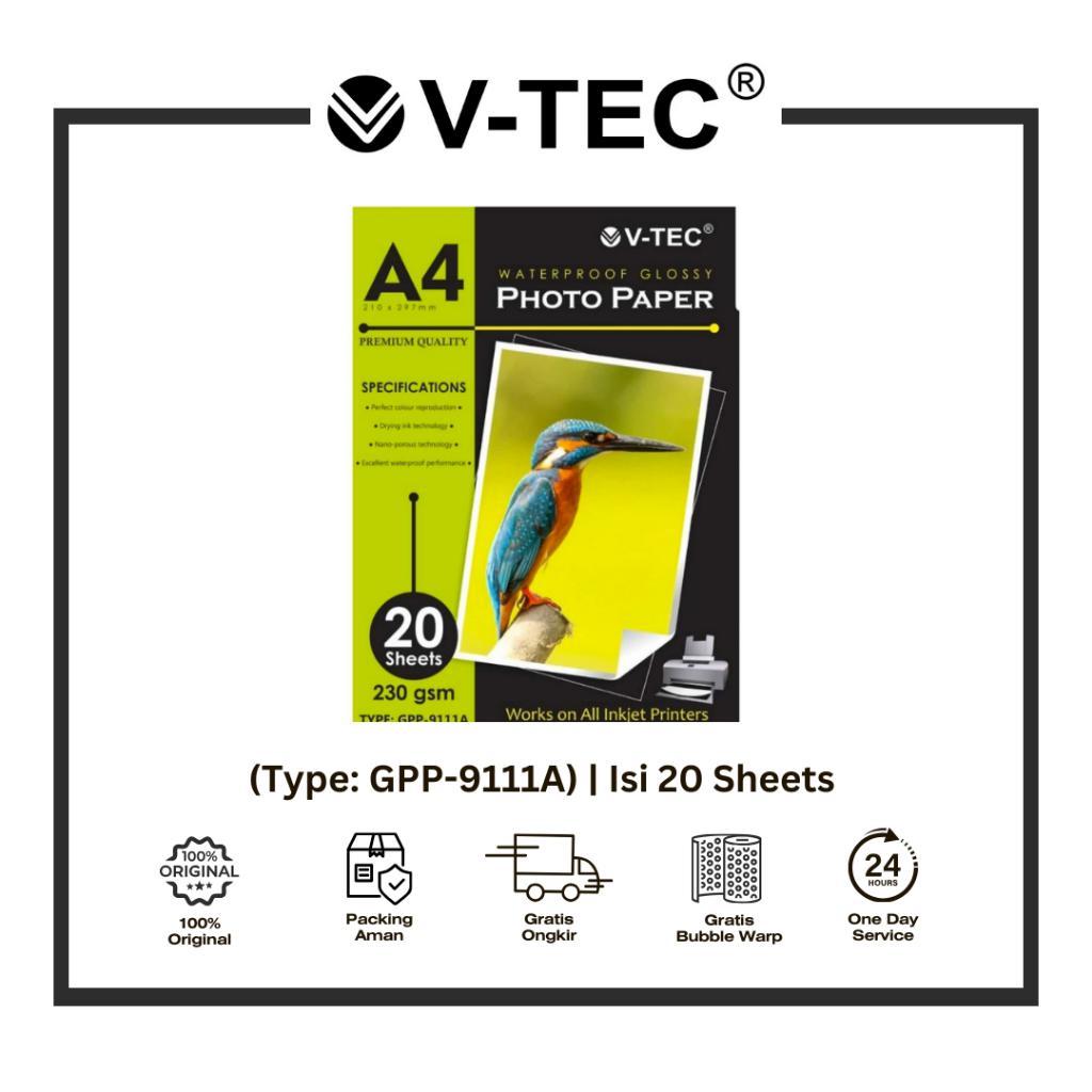 

V-TEC GLOSSY PHOTO PAPER TYPE GPP-9111A A4 230GRAM KERTAS FOTO PRINTER DIGITAL