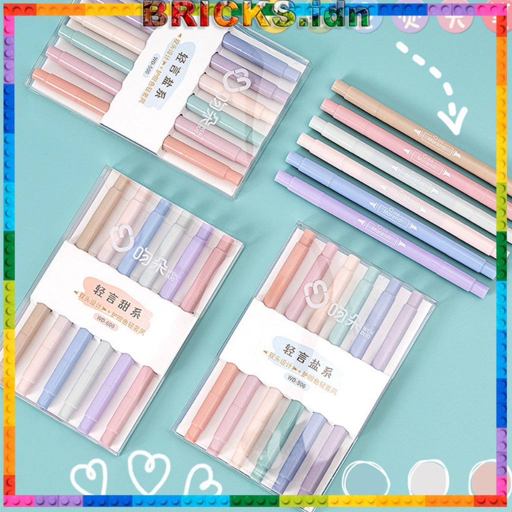 

Double Headed Highlighter 2 In 1 Morandi Colours 1 Set 6 Pcs Sketch maker 12Pcs 24Pcs Aesthetic AT12