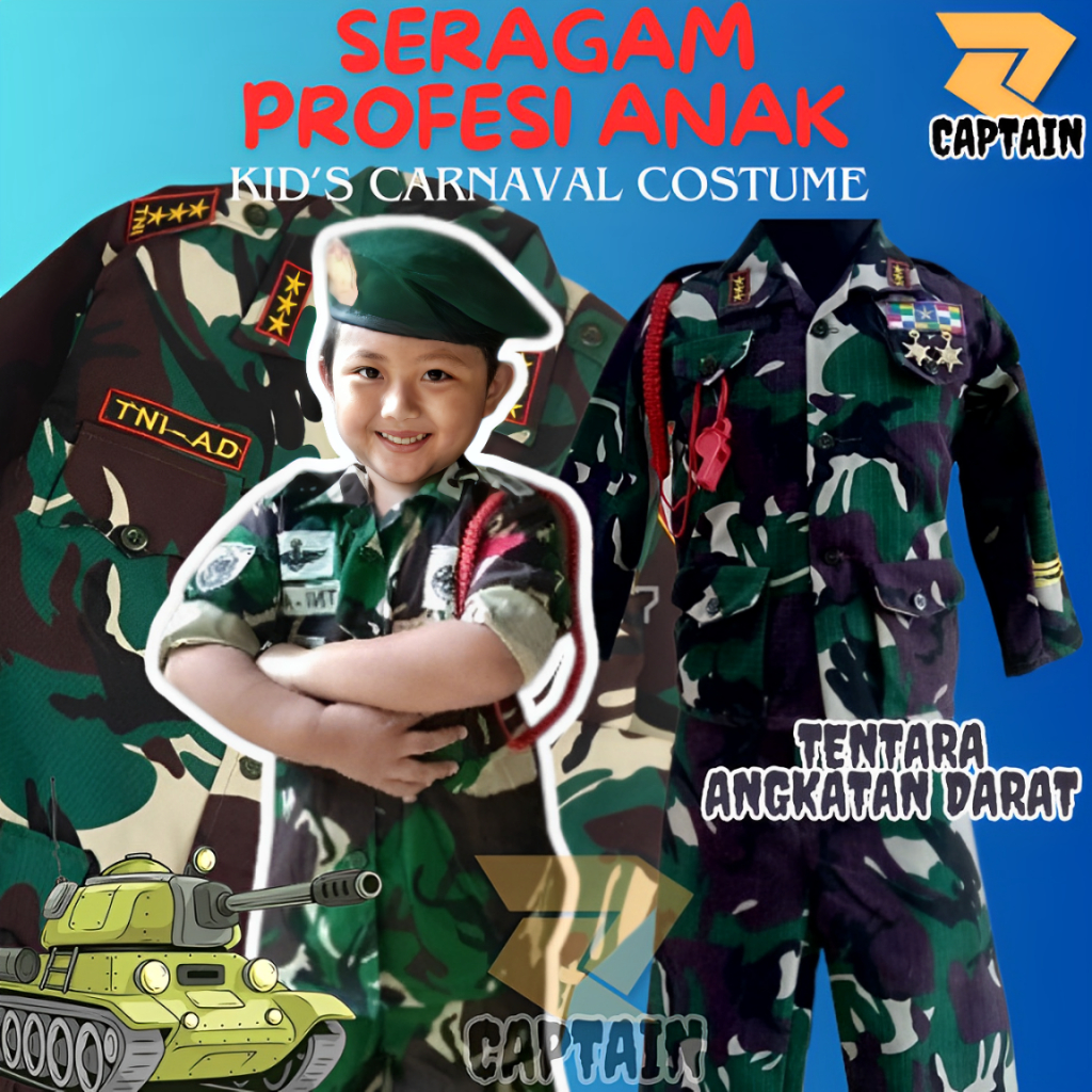 BAJU SERAGAM PDL ANAK TNI / BAJU TNI /SERAGAM TNI ANAK /PAKET KOMPLIT