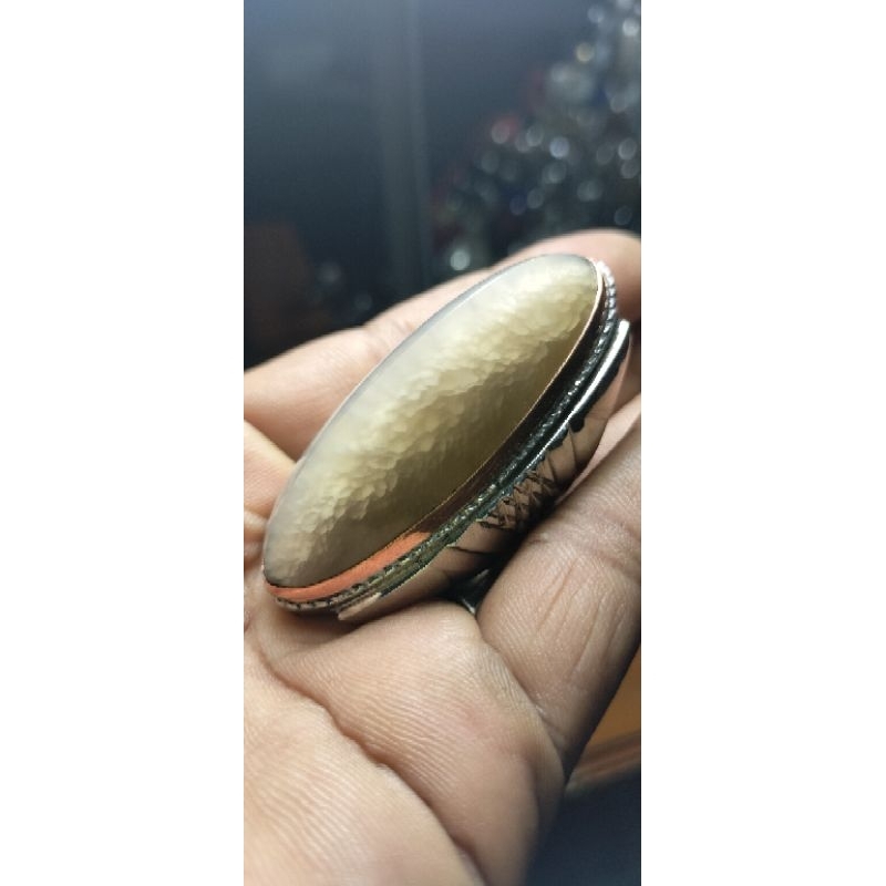 Cincin batu akik pandan oli Sisik betok