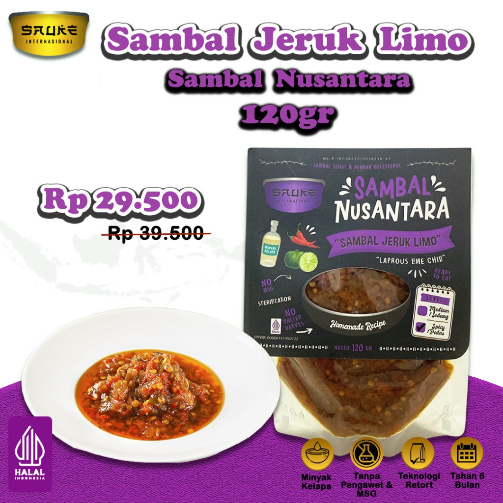 

SAUKE Sambal Nusantara Sambal Jeruk Limo Tahan 6 Bulan Suhu Ruang