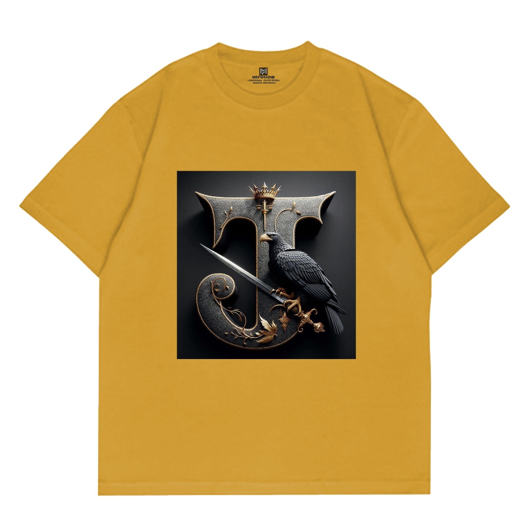 Unfollow - Tshirt Kaos Oversize Motif Burung Garuda Inisial J Unisex