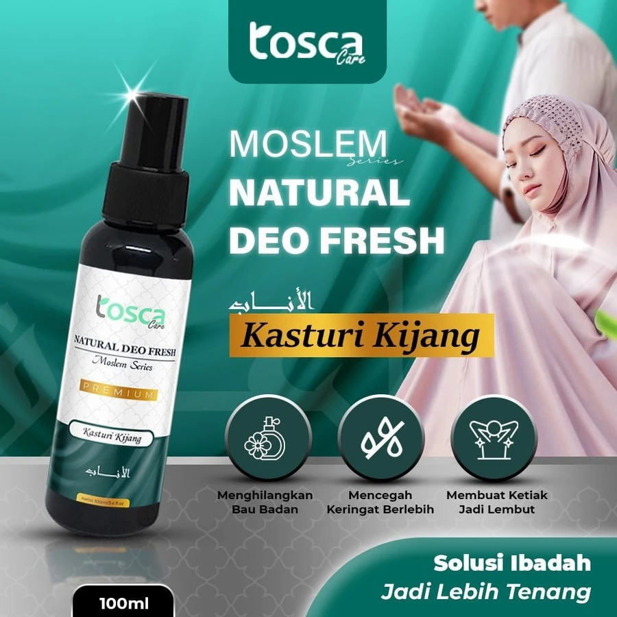 COD Makassar Deo tosca Natural Deodorant 100ml Spray Moslem Series Tawas Deodorant Fresh Alami