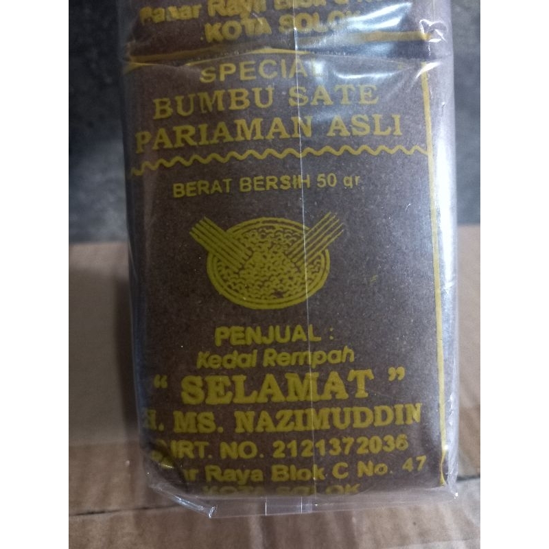 

Bumbu Sate Pariaman H.MS. Nazimuddin 50 gr
