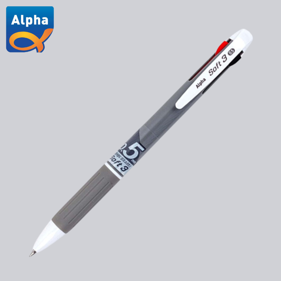

[Alpha] Soft 3 Color Multipen 0.5 mm / Pulpen 3 Warna - Gray Body