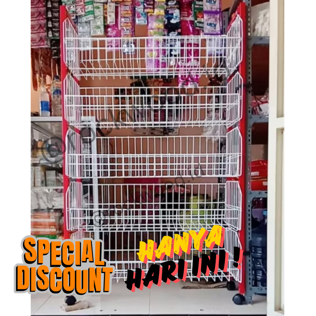 READY JUMBO Rak Ciki Susun 5 Roda Rak Display Rak Toko Warung Rak Besi Rak Mini Market Rak Serbaguna