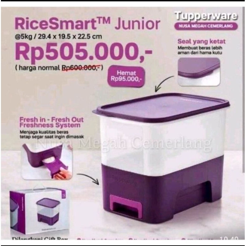 Tempat beras Tupperware 5kg dan 10kg