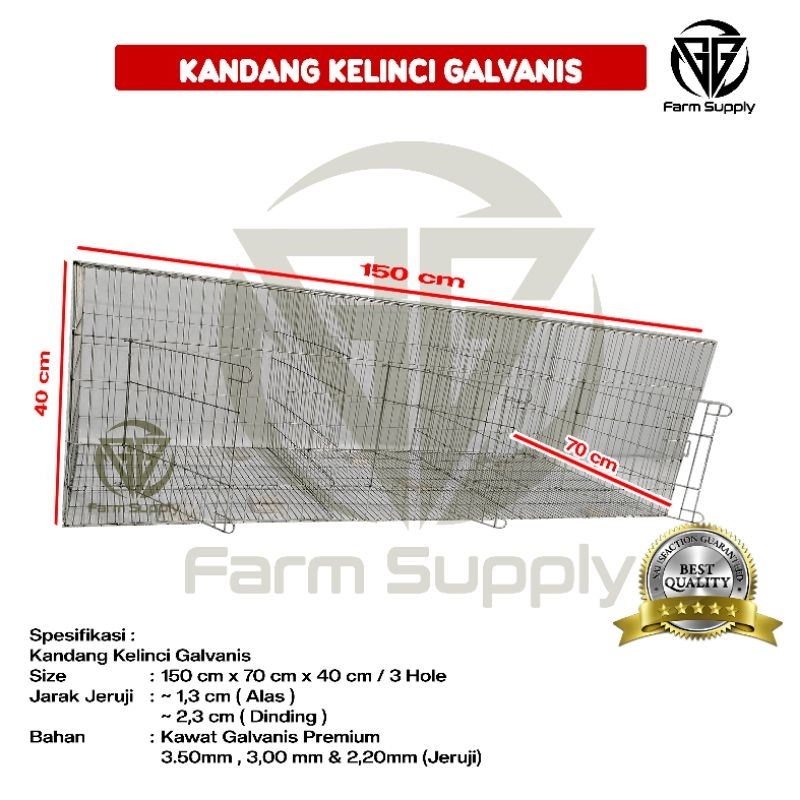 KANDANG GALVANIS SERBAGUNA 150/3 HOLE/TINGGI 40CM PREMIUM UNTUK KANDANG KELINCI , MERPATI , AYAM,