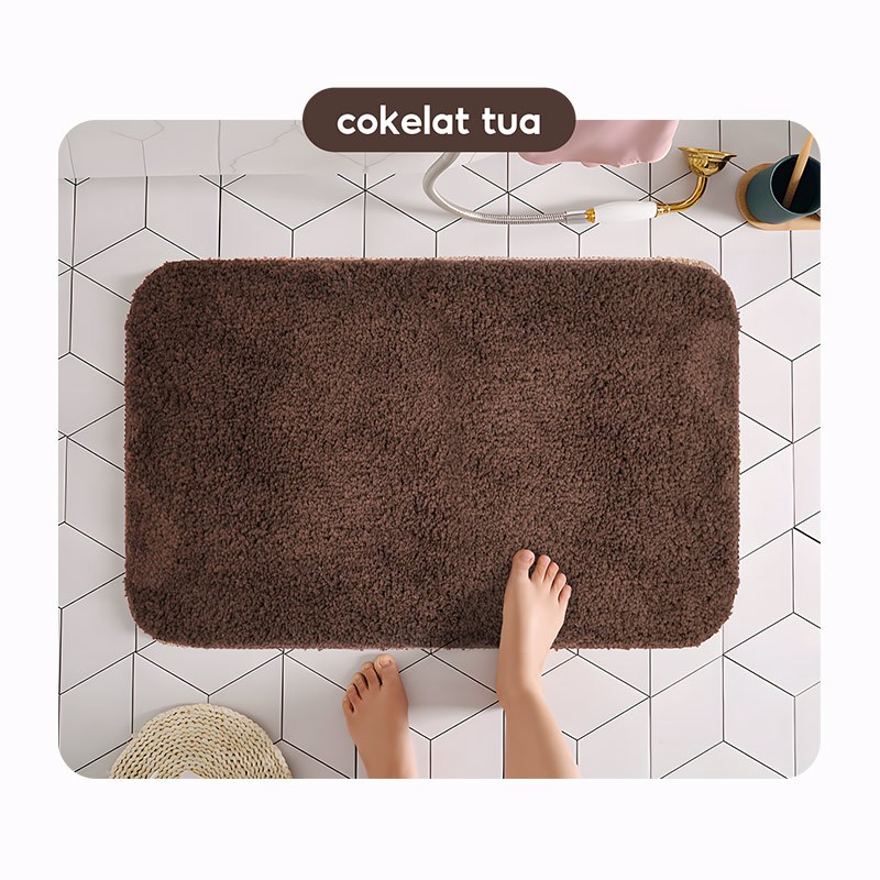 TERLARIS OHSOME - Dajiang Room Mat Velvet Yellow / Gray / Brown Keset Kaki Lembut Ukuran 40*60