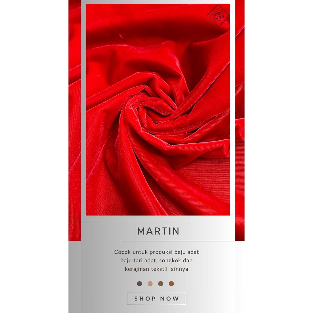 Kain Bludru Eceran Martin Velvet Superfine Quality Warna Merah Tomat