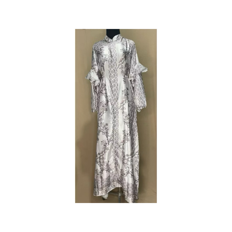 gamis tifya motif bunga bahan armani silk premium/gamis cantik