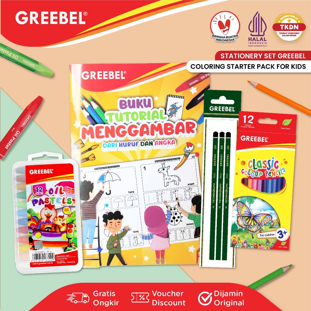 

GREEBEL PAKET BUNDLING MEWARNAI/ 1 Set Perlengkapan Menggambar / Art / Drawing / Coloring / Colouring Anak Sekolah